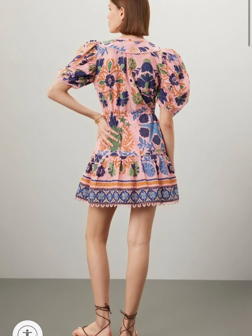 FARM Rio Pink Floral Puff-Sleeve Mini Dress - Picture 3 of 5